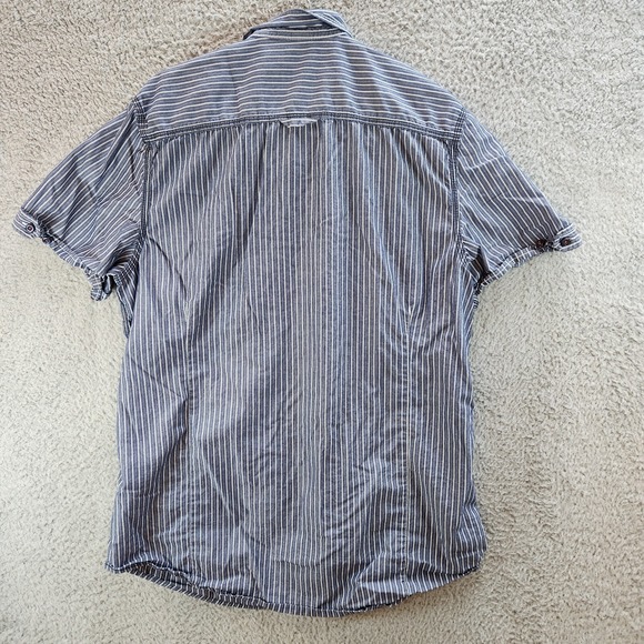 Buffalo David Bitton Shirt Men's XL Blue Striped 100% Cotton Collared Button-Up - Picture 3 of 14